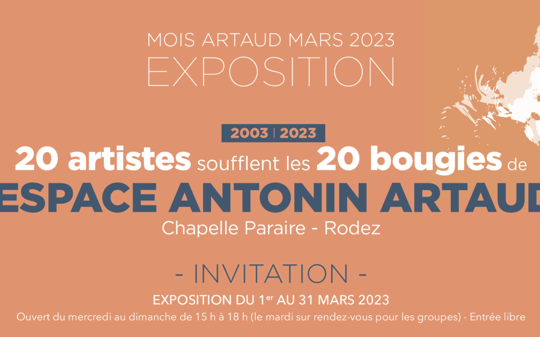 Invitation à l'exposition de l'Espace Antonin Artaud, mars 2023