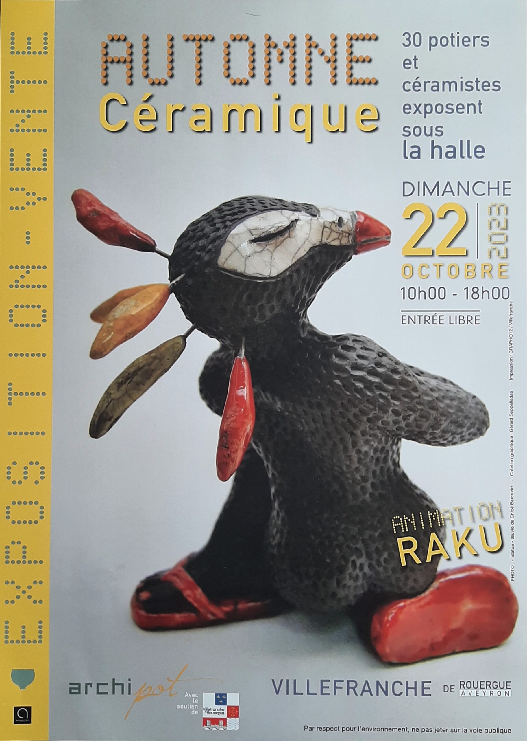 Affiche de l'expo-vente Automne Céramique de Villefranche de Rouergue