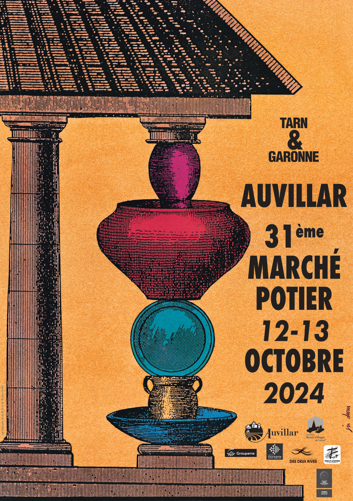 Affiche du marché de potier d'Auvillar 2024