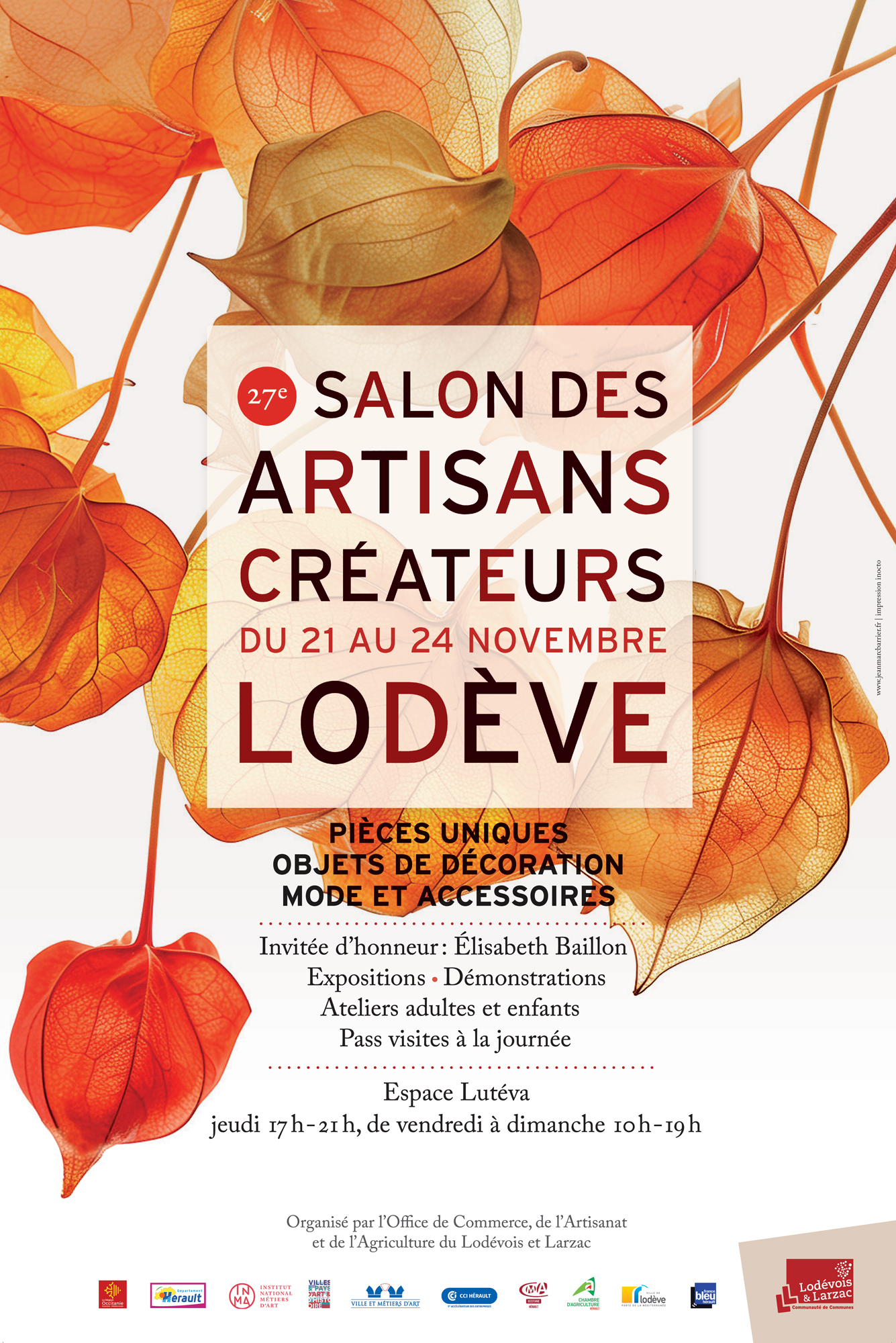 Affiche du Salon des Artisans Créateurs de Lodève du 21 au 24 novembre 2024